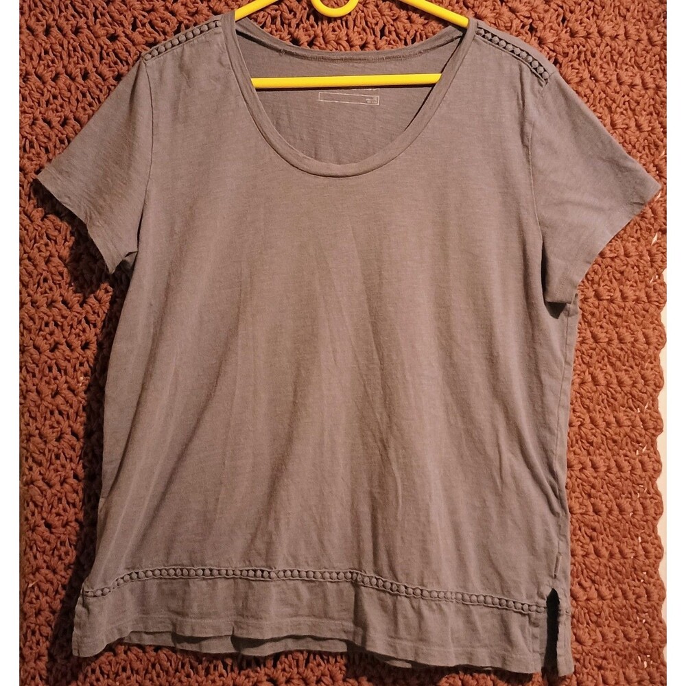 Eddie Bauer Blouse Top Womens  XL  Purple Cotton Short Sleeve Pullover